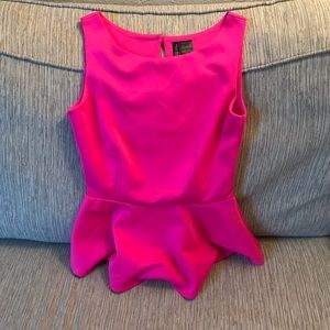 Bisou Bisou hot pink peplum tank top size XS